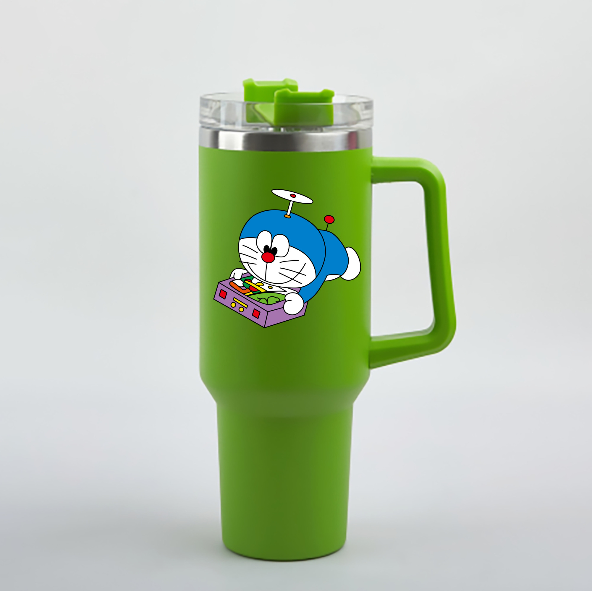 （画像用） ドラえもん Doraemon 1200mL車用タンブラー - クリスタルステッカー（プラスチックストロー付き）